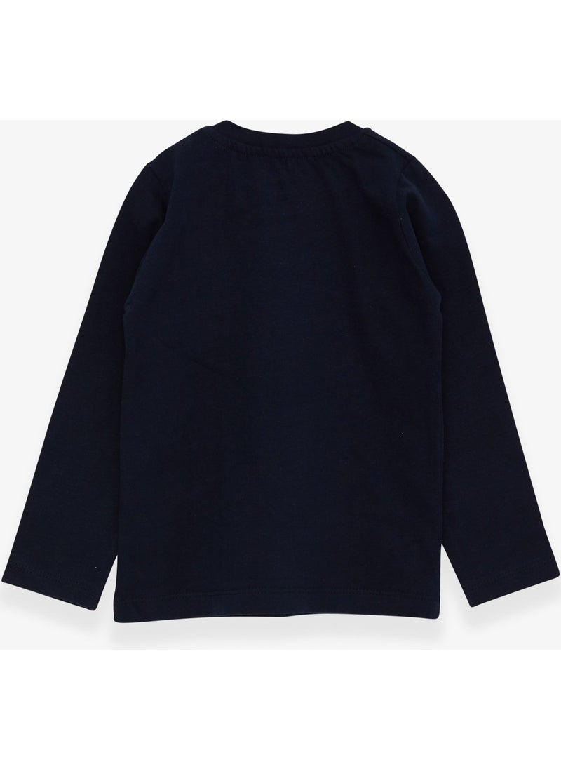 Baby Boy Long Sleeve T-Shirt With Pocket Navy Blue (9 Months-3 Years)