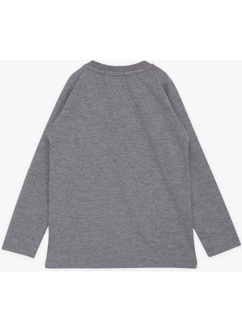 GİRLS & BOYS Boy's Long Sleeve T-Shirt Ghost Car Printed 1.5-5 Years, Dark Gray Melange