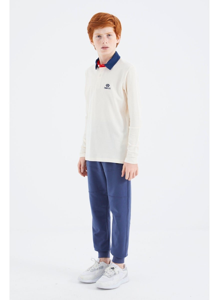 Ecru Polo Neck Basic Boy T-Shirt - 11171