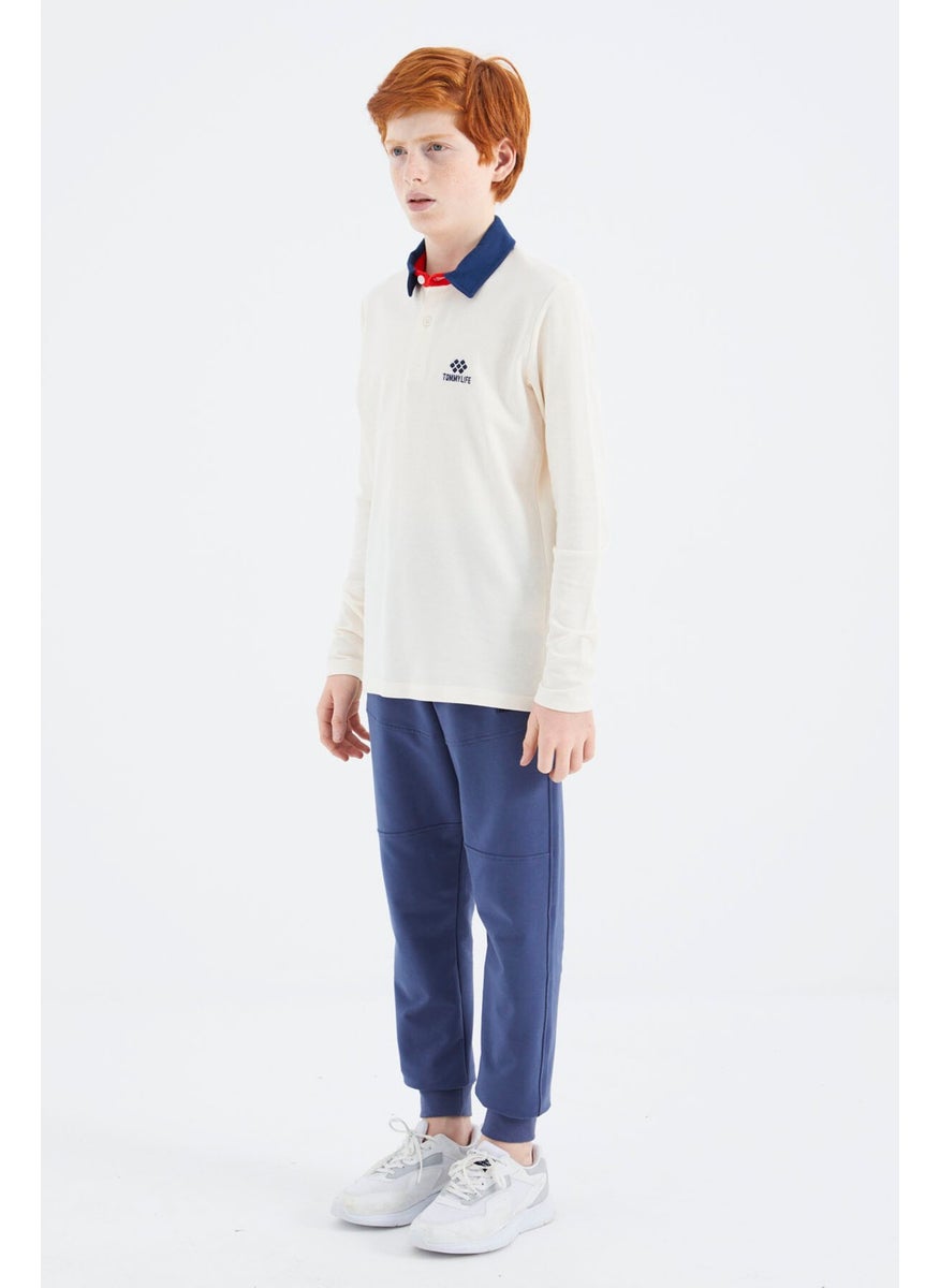 Ecru Polo Neck Basic Boy T-Shirt - 11171