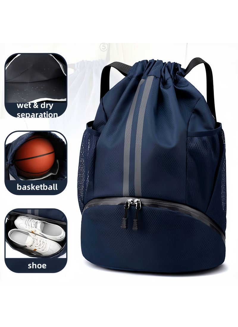 Dry Wet Separation Drawstring Pocket Basketball Backpack Swimming Bag Sports Backpack Design for Gym Travel Outdoor Activities