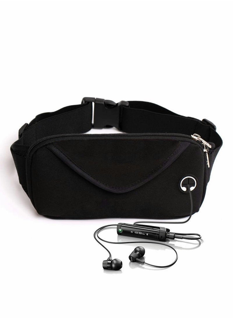 Running Fanny Pack, Slim Waist Bag with Phone Holder for Men and Women, Suitable for Walking Hiking Workout Traveling Cycling, Fit for All Cell Phones, Black