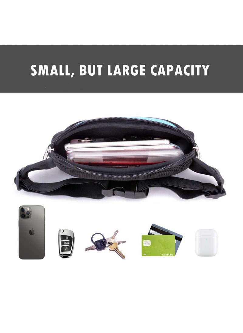 Running Fanny Pack, Slim Waist Bag with Phone Holder for Men and Women, Suitable for Walking Hiking Workout Traveling Cycling, Fit for All Cell Phones, Black
