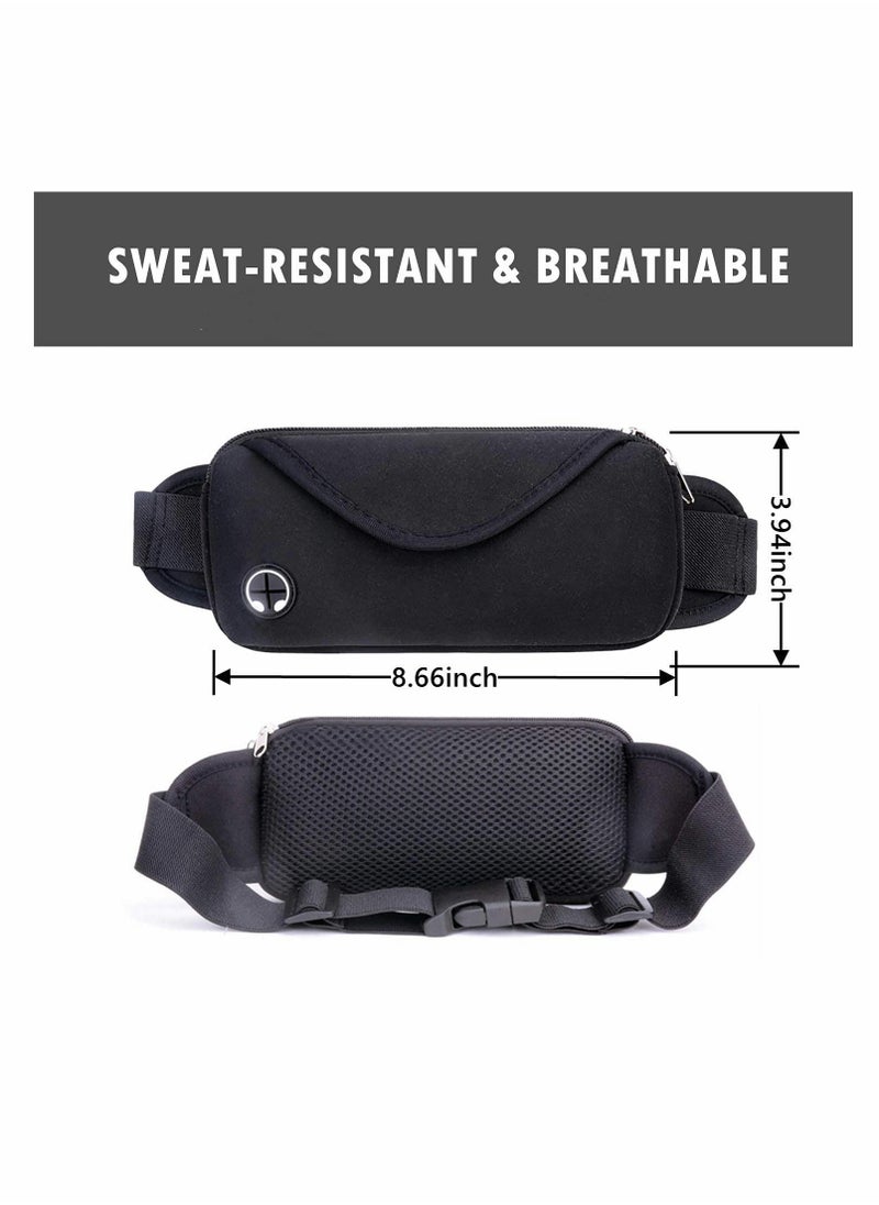 Running Fanny Pack, Slim Waist Bag with Phone Holder for Men and Women, Suitable for Walking Hiking Workout Traveling Cycling, Fit for All Cell Phones, Black