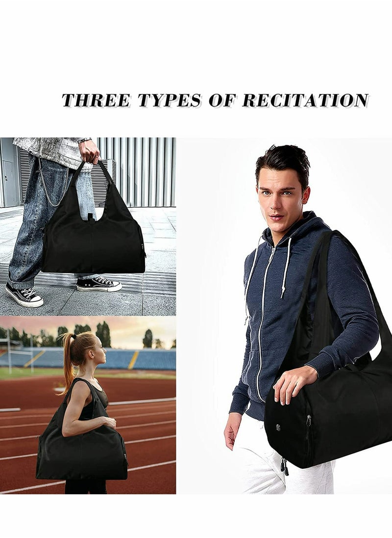 Versatile Waterproof Gym Bag with Yoga Mat Strap, Large Sports Duffel for Travel, Training and Weekend Getaways, Includes Shoes Compartment, Stylish Black Design