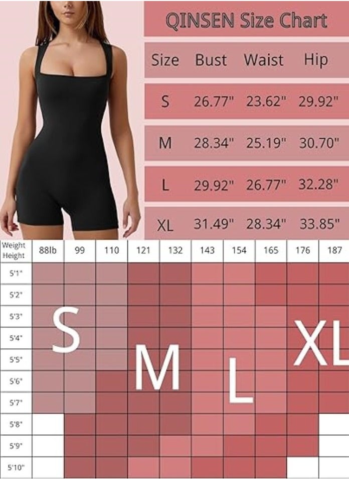 Women's One-piece Summer Clothes Lace-up Square Neck Vest Belly Controlling Stretch Shorts Jumpsuit Yoga Wear