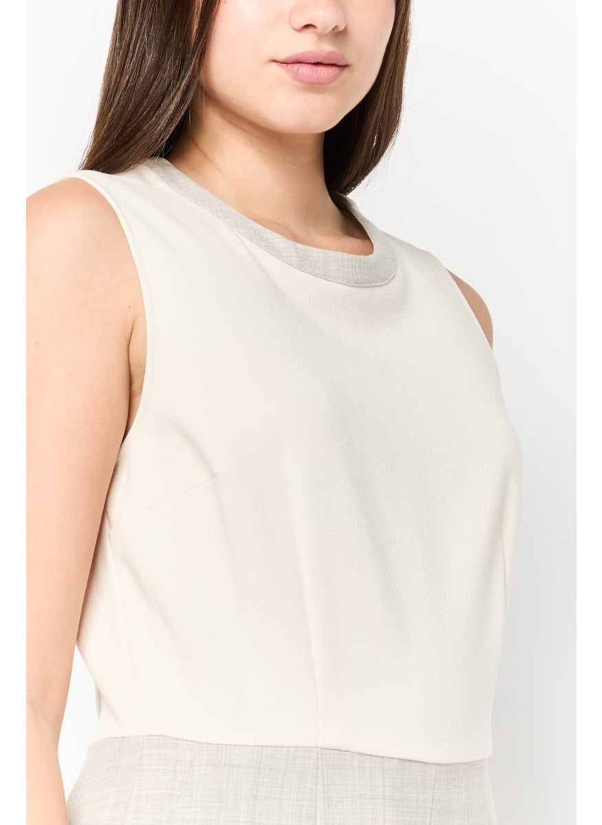 Women Chambray Sleeveless Jumpsuit, Grey