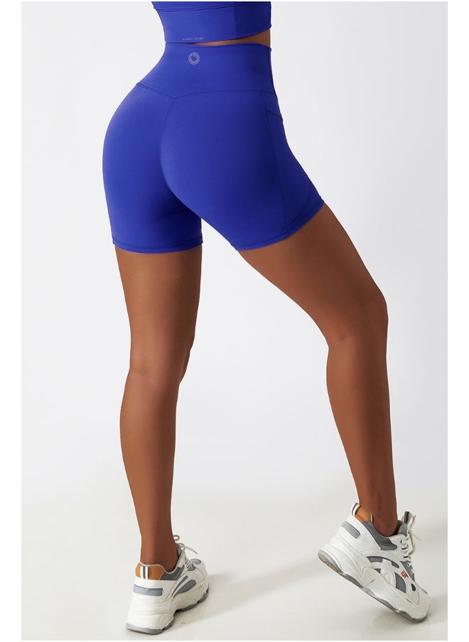 KAWN YOGA Womens High Waist Contour Seamless Workout Sport Yoga Shorts Tummy Control With Pockets.