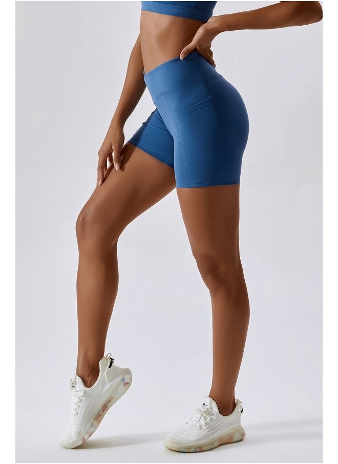 KAWN YOGA Womens High Waist Contour Seamless Workout Sport Yoga Shorts Tummy Control With Pockets.
