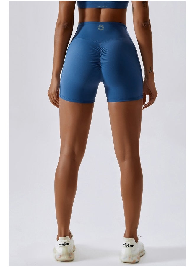 KAWN YOGA Womens High Waist Contour Seamless Workout Sport Yoga Shorts Tummy Control With Pockets.