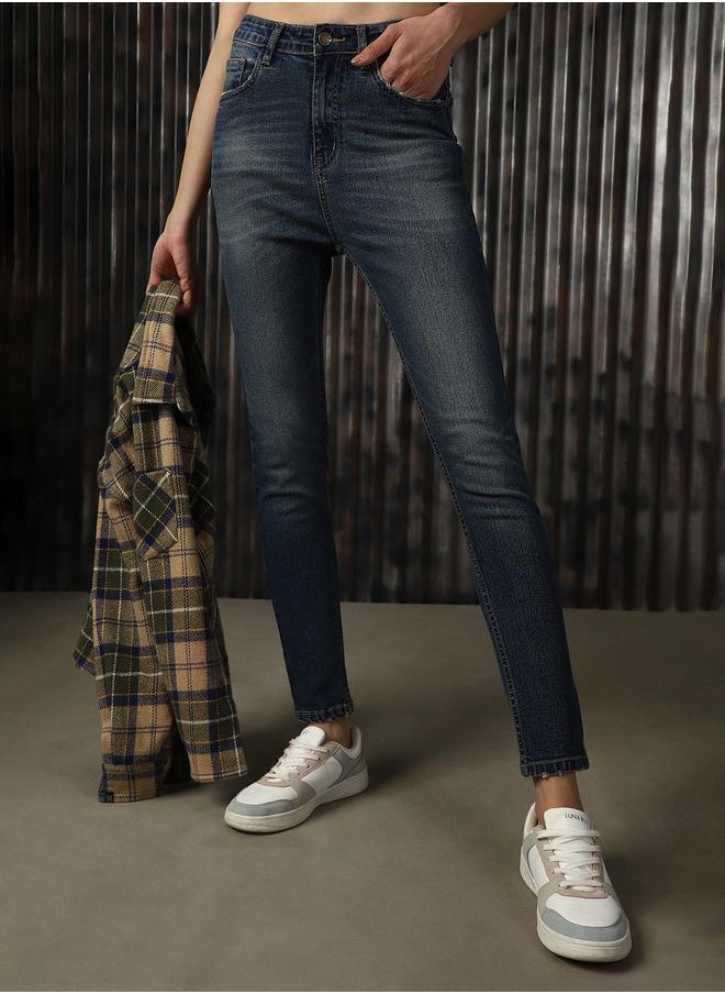 Women Comfort Skinny Fit High-Rise Heavy Fade Stretchable Jeans