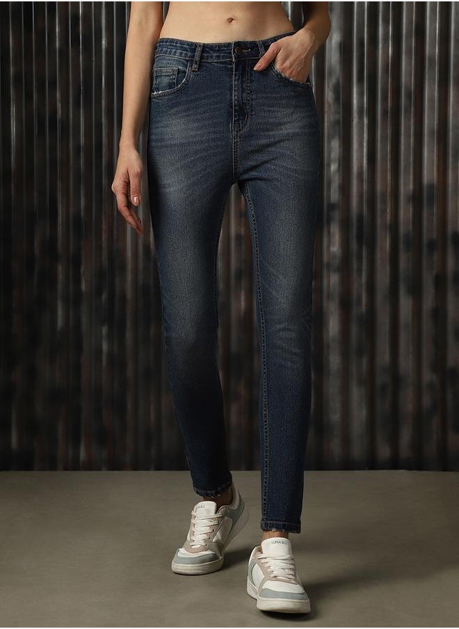 Women Comfort Skinny Fit High-Rise Heavy Fade Stretchable Jeans