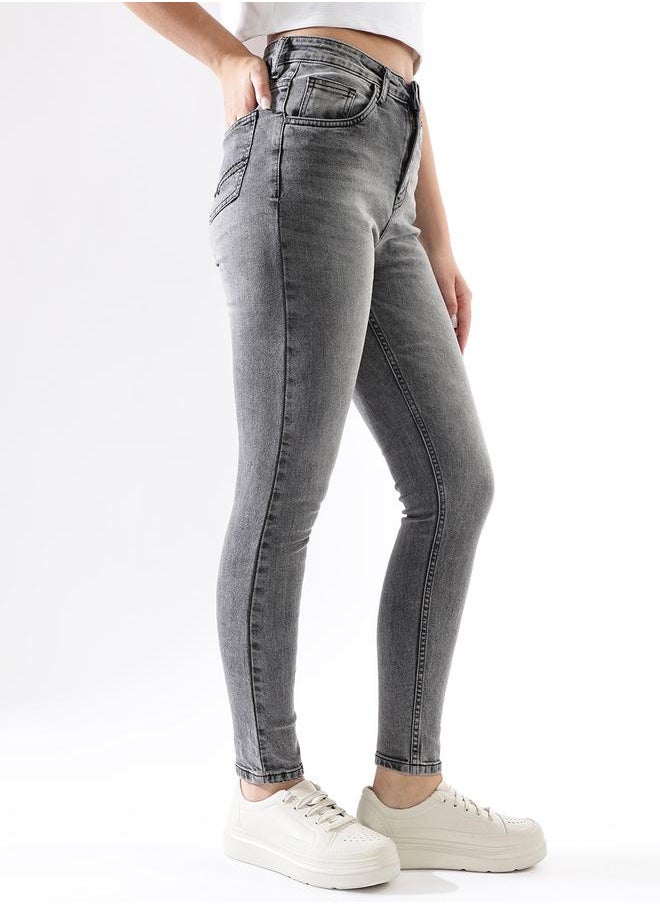 Women Comfort Skinny Fit High-Rise Heavy Fade Stretchable Jeans
