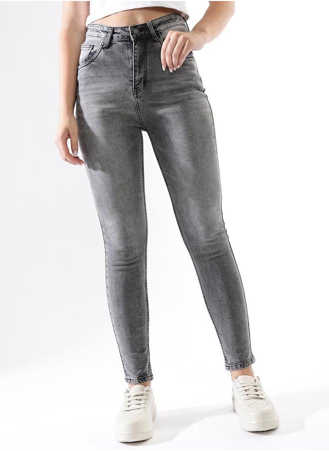 Women Comfort Skinny Fit High-Rise Heavy Fade Stretchable Jeans