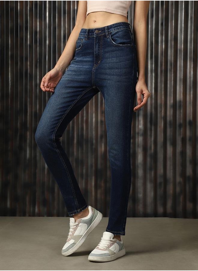 Women Comfort Skinny Fit High-Rise Light Fade Stretchable Jeans