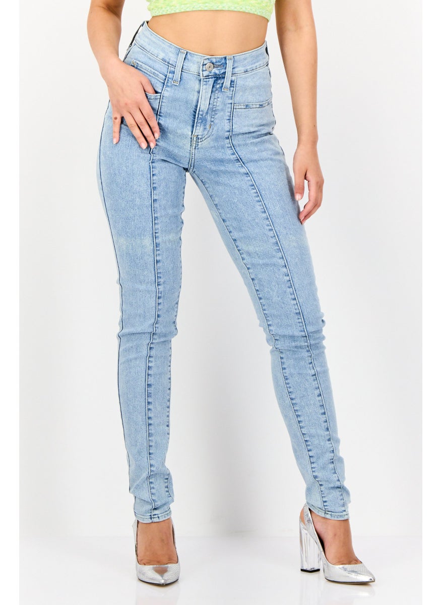 Women Skinny Fit Washed Stretchable Denim, Light Blue