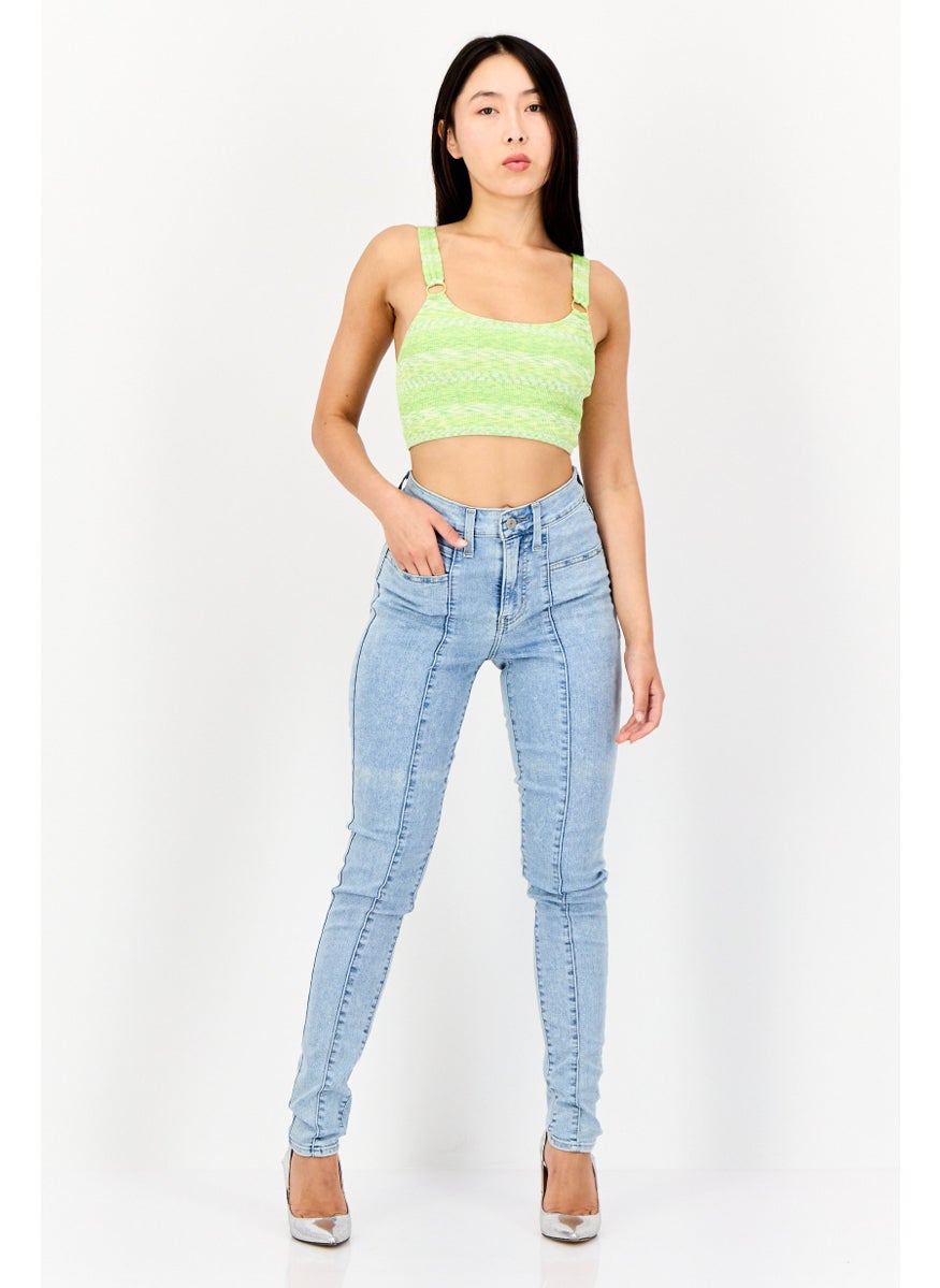 Women Skinny Fit Washed Stretchable Denim, Light Blue