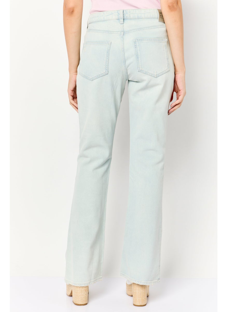 Women Regular Fit Washed Stretchable Denim Jean, Light Blue