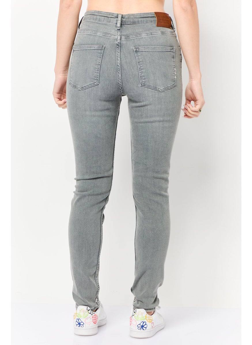 Women Regular Fit Washed Denim Jean, Grey