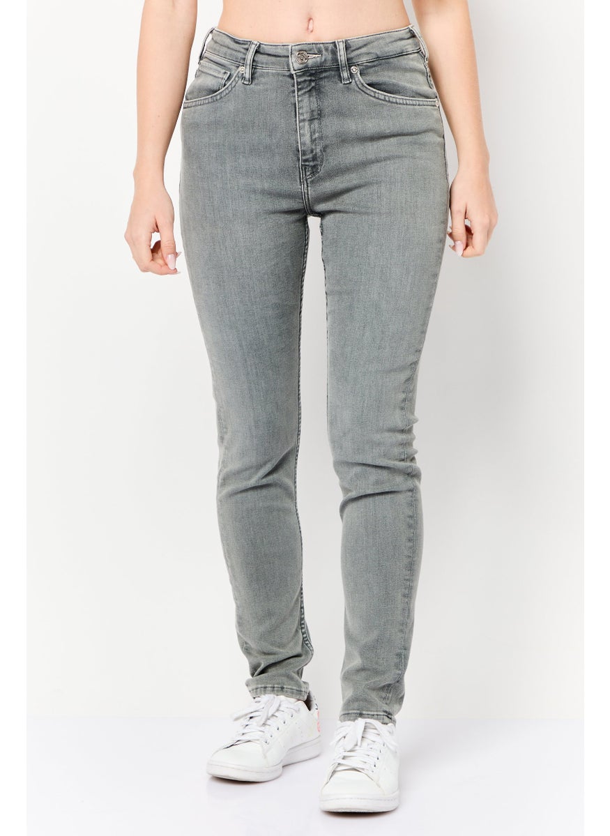 Women Regular Fit Washed Denim Jean, Grey