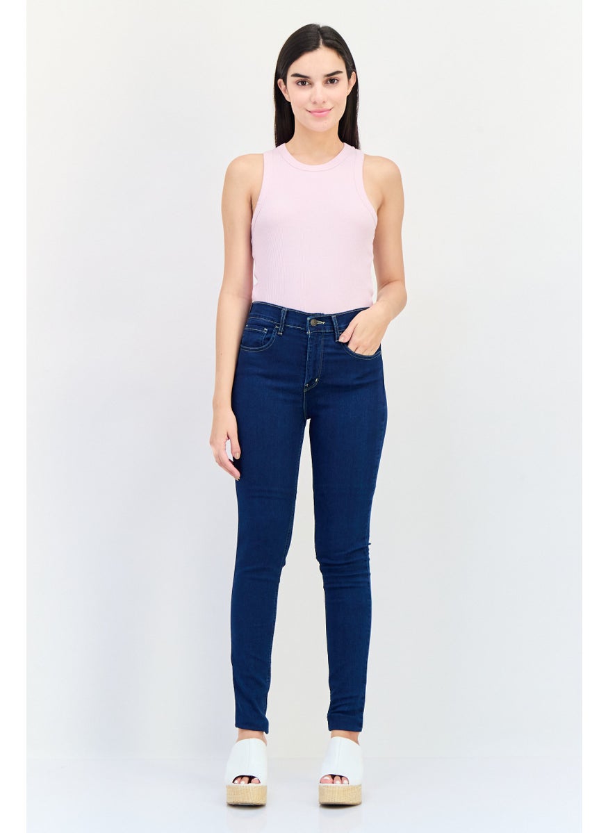 Women Regular Fit Wash Stretchable Denim Jeans, Navy