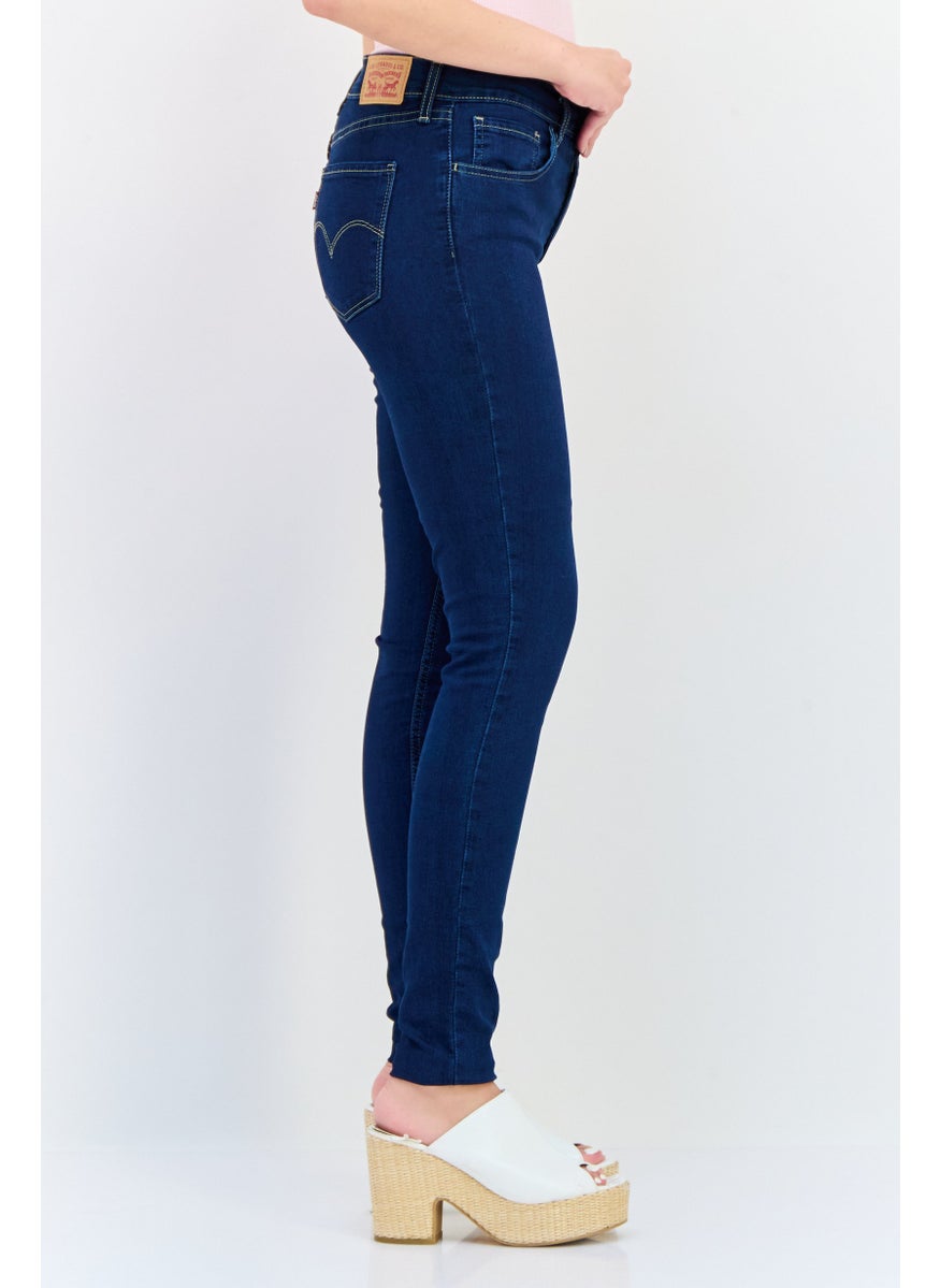 Women Regular Fit Wash Stretchable Denim Jeans, Navy
