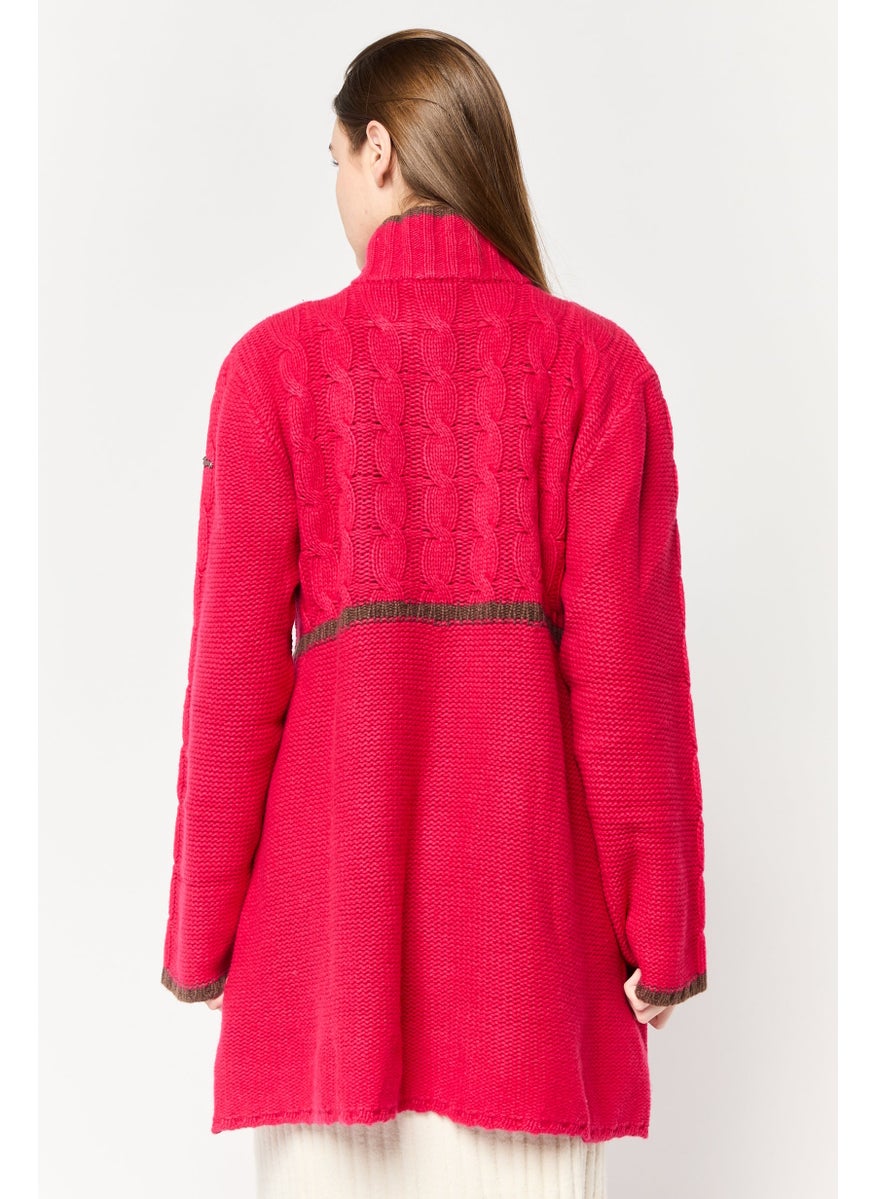 Women Crochet Cardigans, Deep Pink