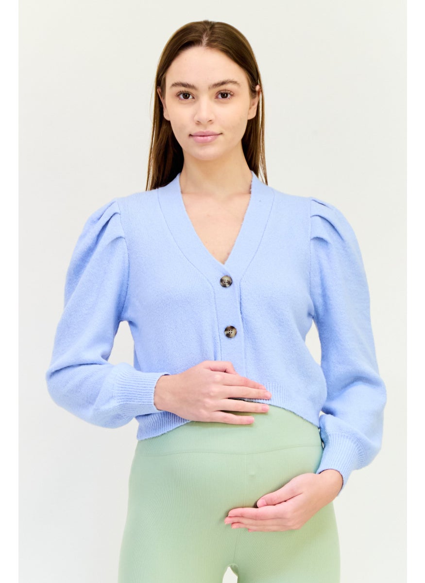 Maternity V-Neck Knitted Sweaters, Sky Blue