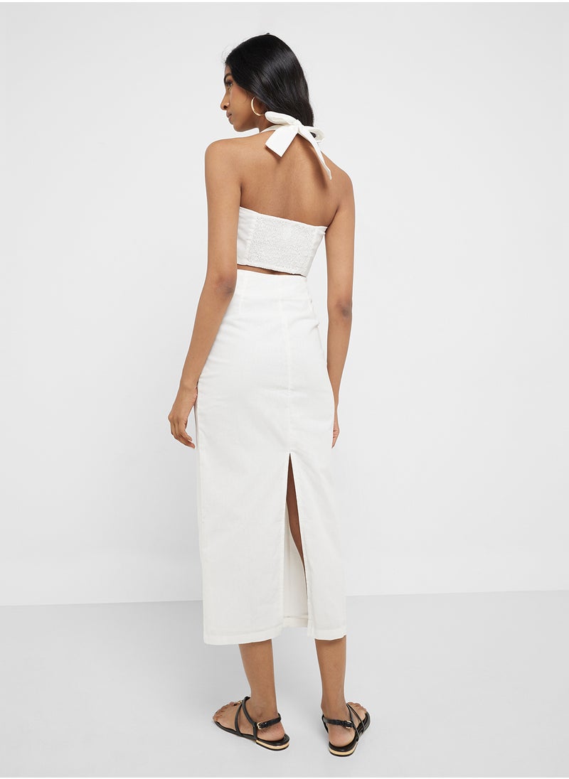 Halter Neck Crop Top & Maxi Skirt Set