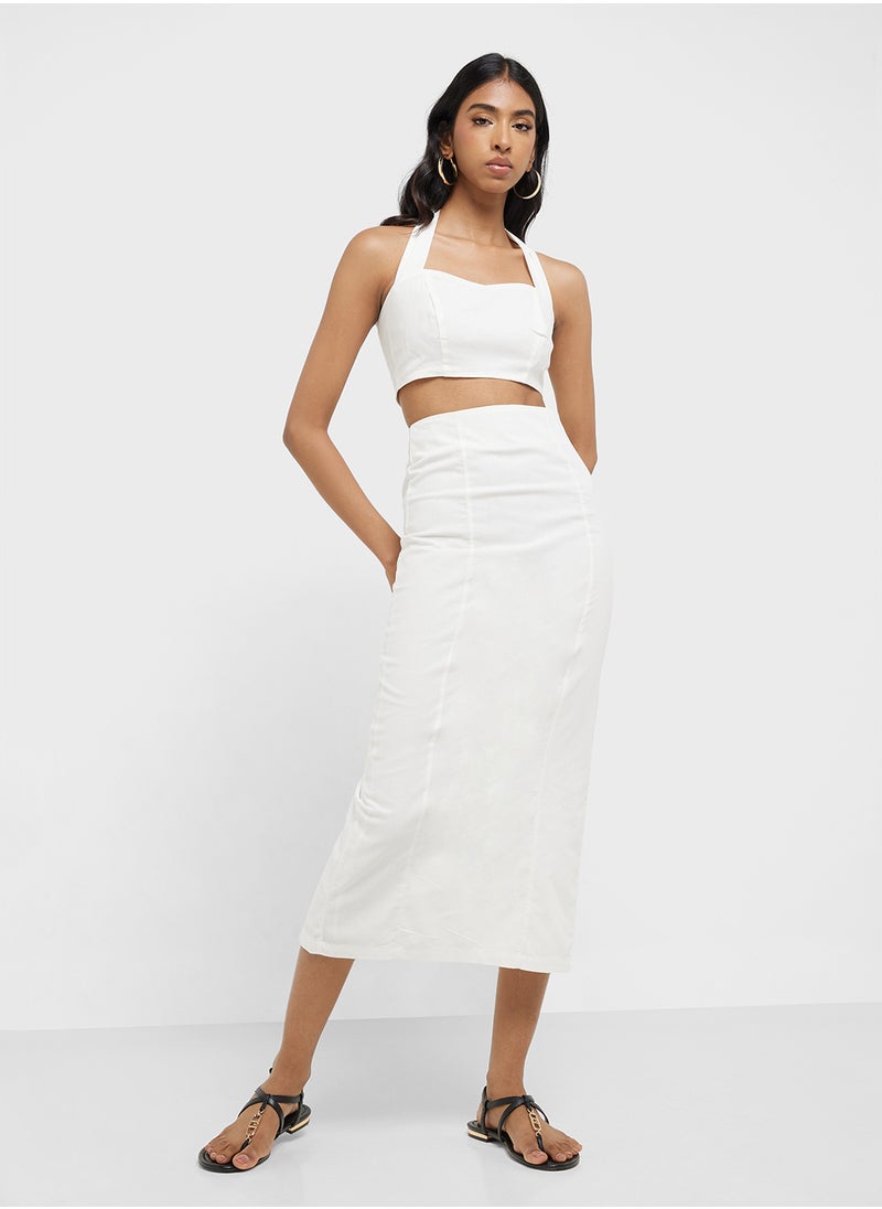 Halter Neck Crop Top & Maxi Skirt Set