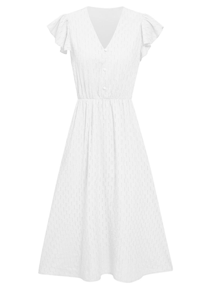 Women's V-neck elastic waist dress solid color micro-elastic slim-fit skirt
