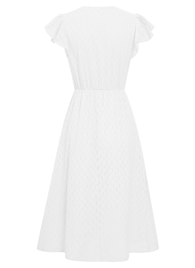 Women's V-neck elastic waist dress solid color micro-elastic slim-fit skirt
