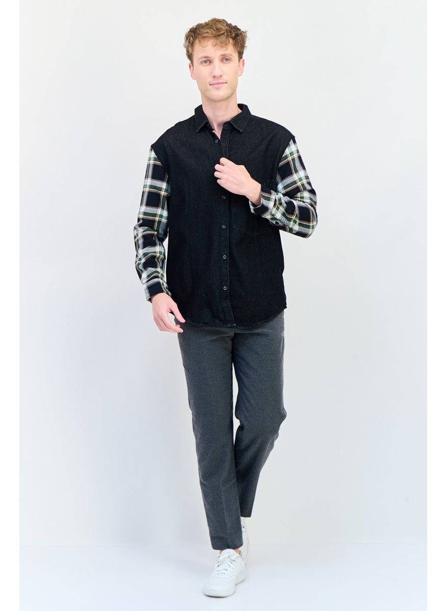 Men Regular Fit Long Sleeves Plaid Drop Shoulder Casual Shirt, Multicolor