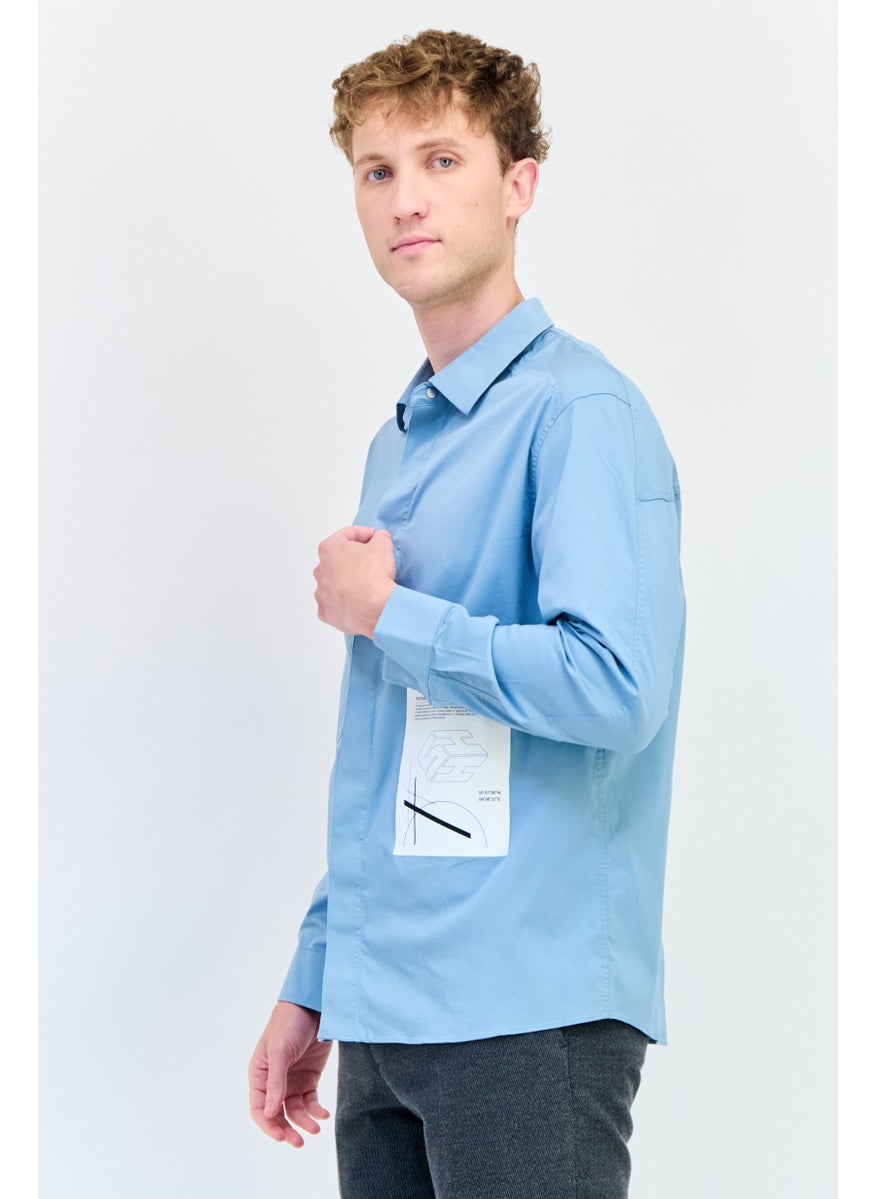 Men Regular Fit Graphic Print Long Sleeve Casual Shirt, Sage