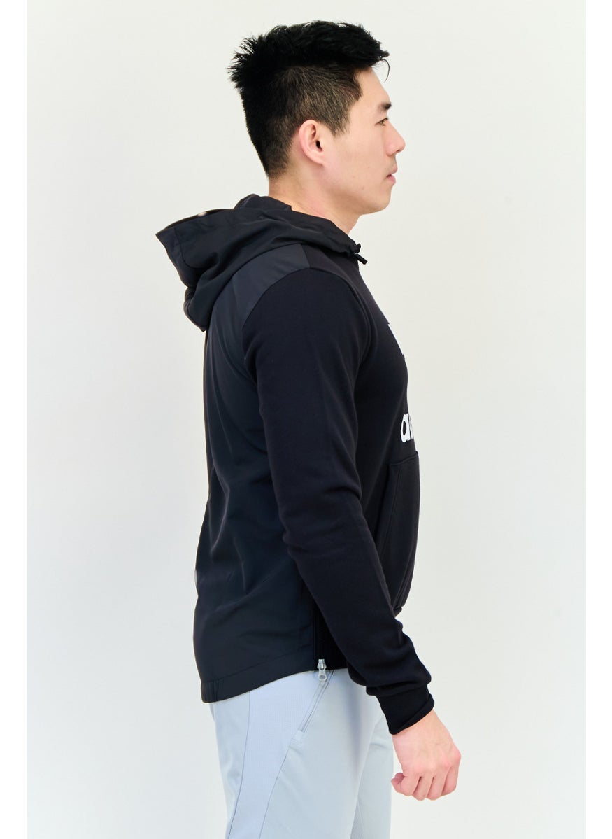 Men Sportswear Fit Long Sleeves Outdoor Hoodie, Black