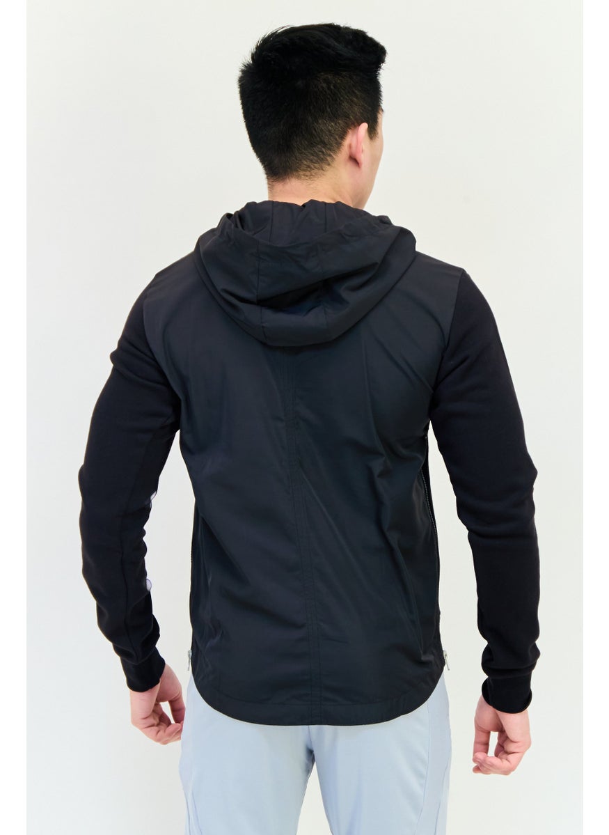 Men Sportswear Fit Long Sleeves Outdoor Hoodie, Black