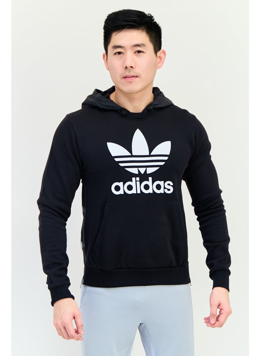 Men Sportswear Fit Long Sleeves Outdoor Hoodie, Black
