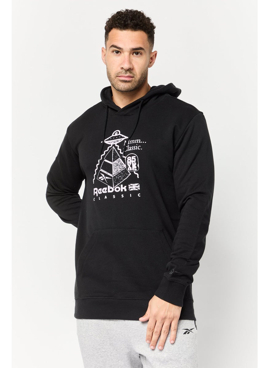 Men Sportswear Fit Long Sleeve Outdoor Sweatshirt, Black
