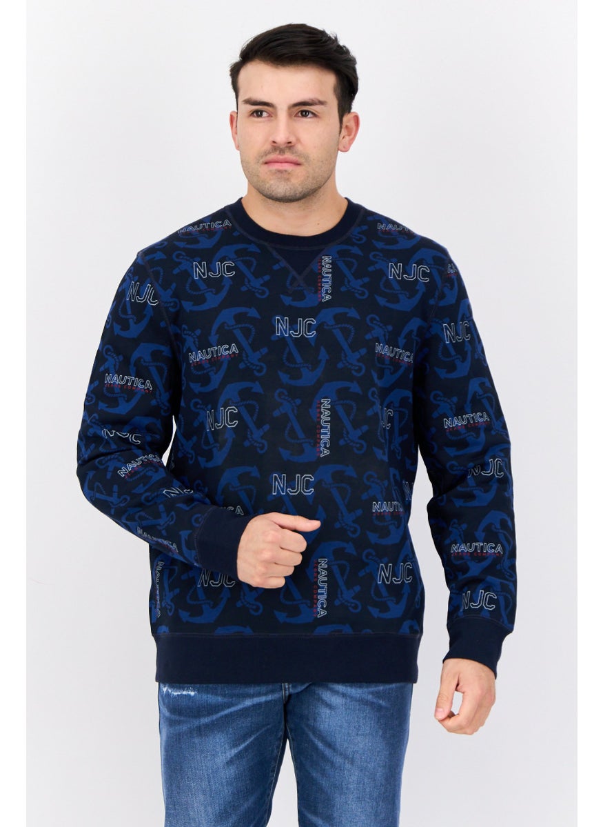 Men Crew Neck Allover Print Long Sleeves Sweatshirt, Multicolor