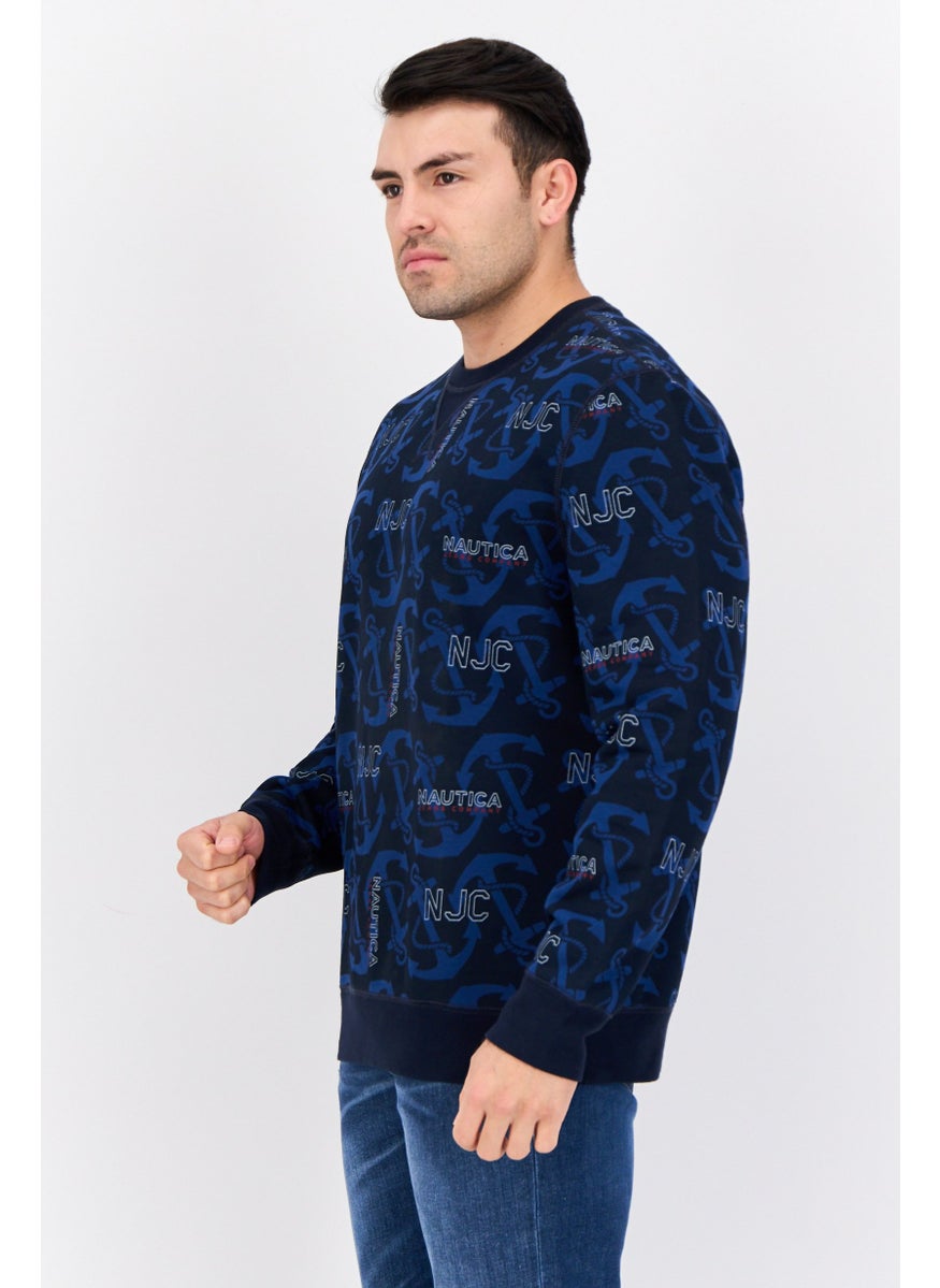 Men Crew Neck Allover Print Long Sleeves Sweatshirt, Multicolor