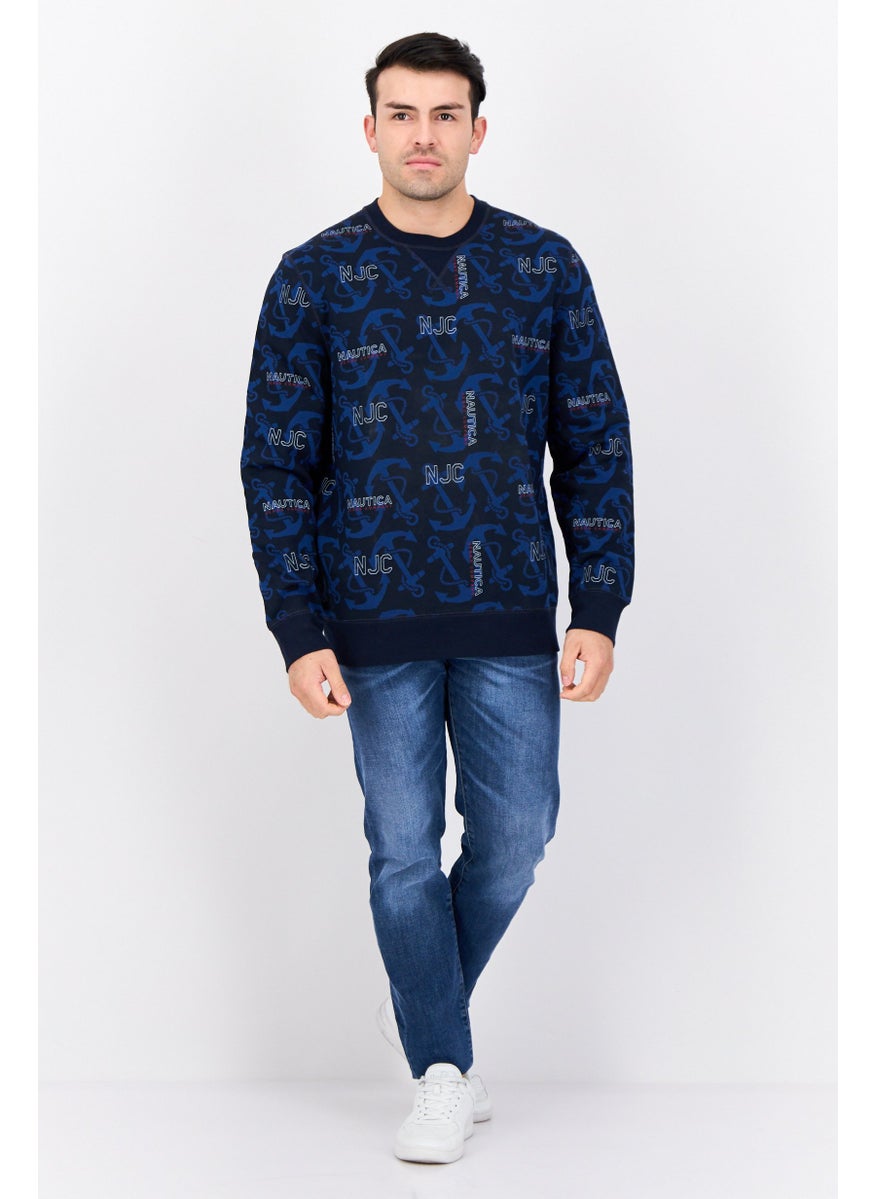 Men Crew Neck Allover Print Long Sleeves Sweatshirt, Multicolor