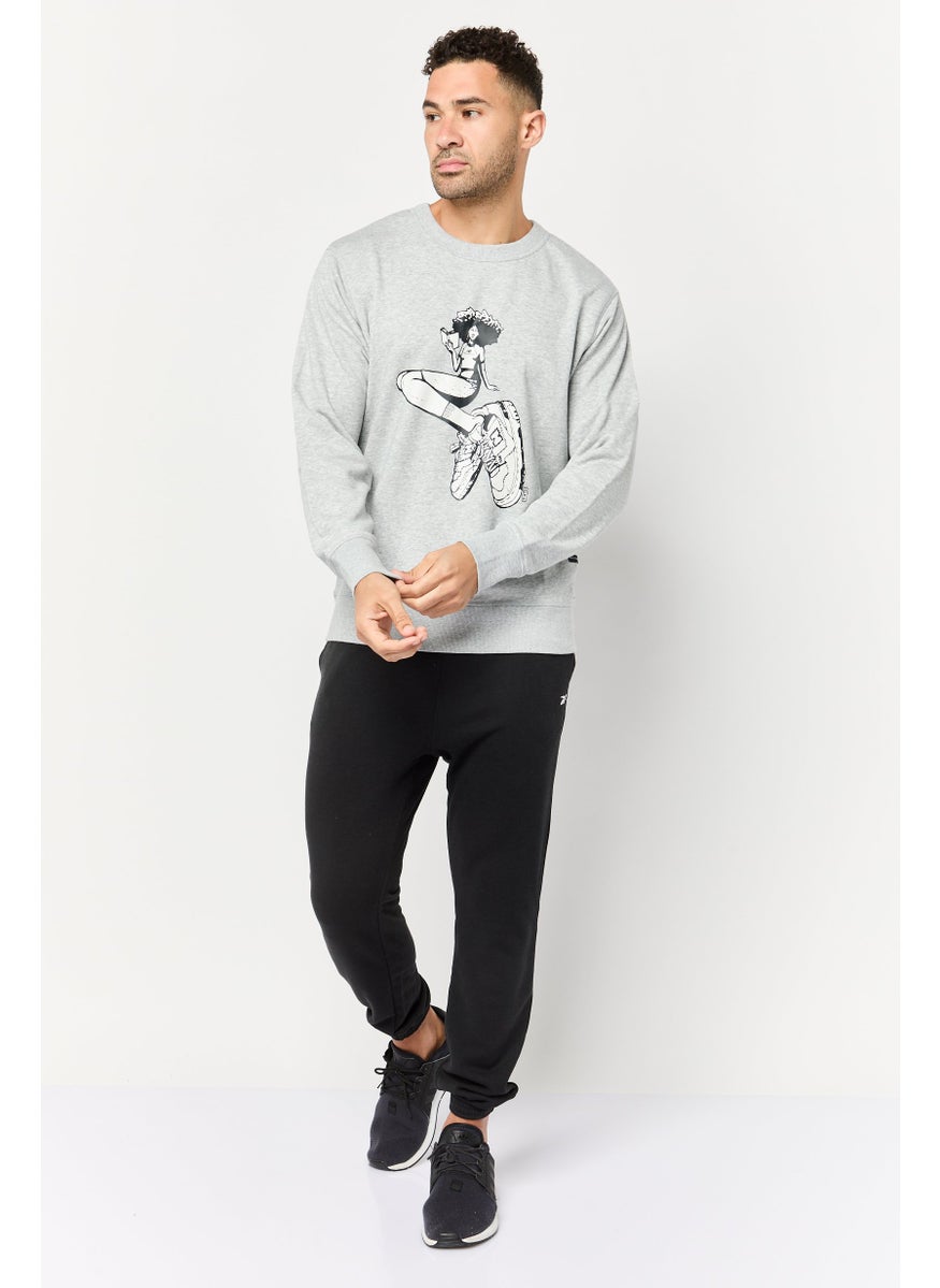 Men Relaxed Fit Long Sleeves Outdoor Sweatshirt, Grey