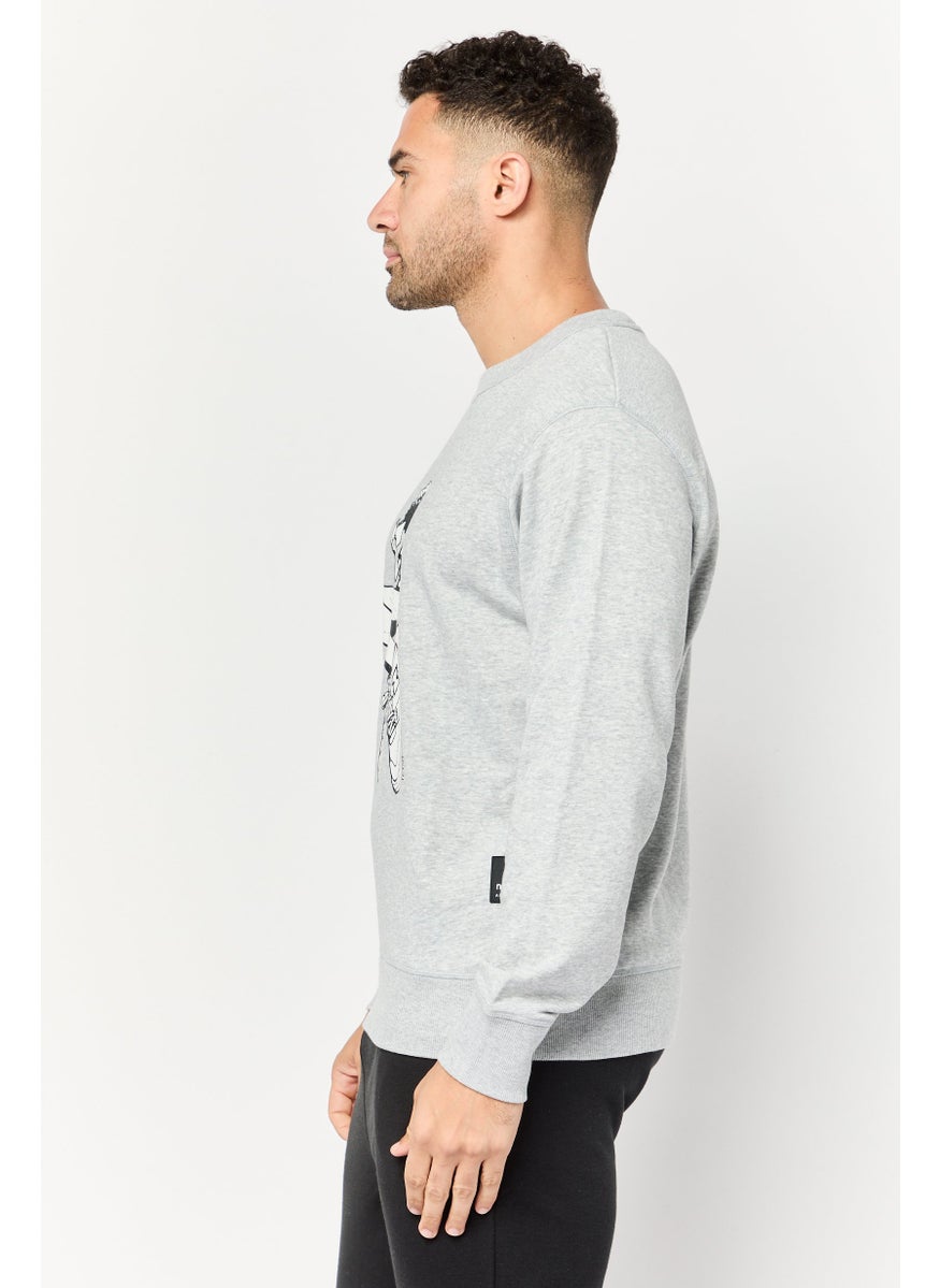 Men Relaxed Fit Long Sleeves Outdoor Sweatshirt, Grey