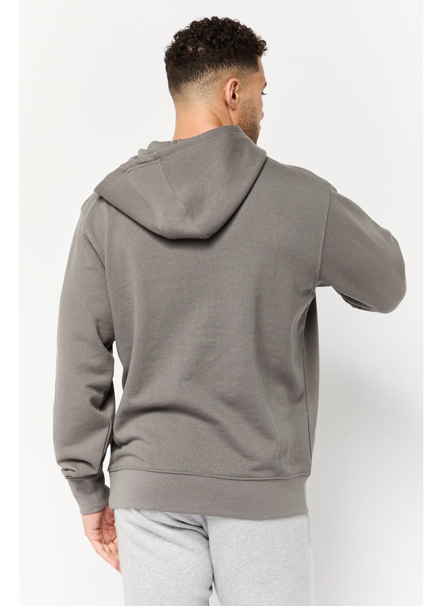 Men Long Sleeves Brand Logo Hoodie, Grey