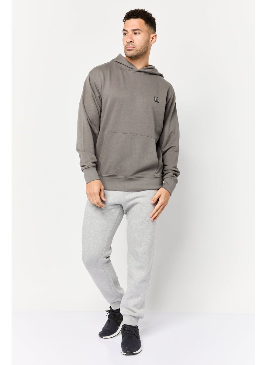 Men Long Sleeves Brand Logo Hoodie, Grey