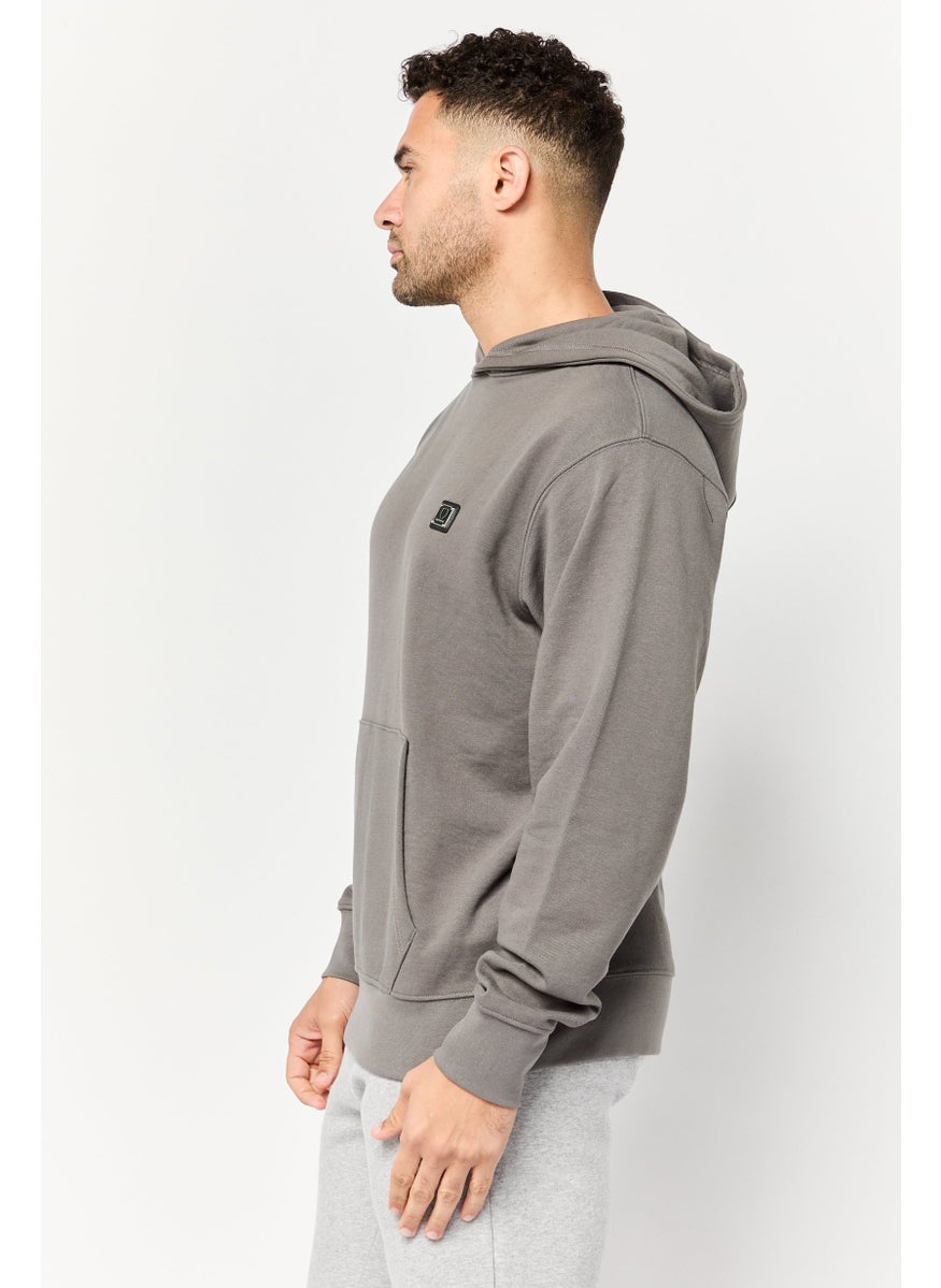 Men Long Sleeves Brand Logo Hoodie, Grey