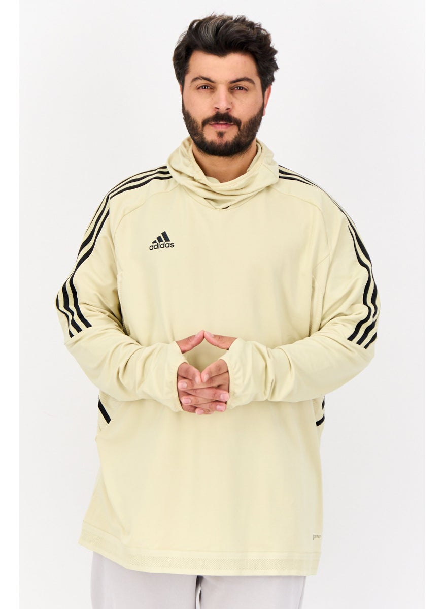 Men Sportswear Fit Long Sleeve 3 Stripe Training Sweatshirt, Beige