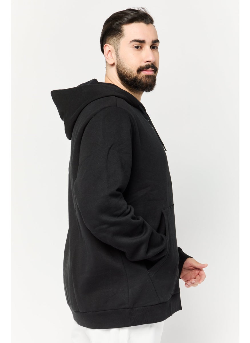 Men Sportswear Fit Long Sleeve Running Hoodie, Black