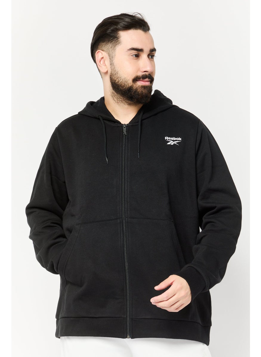 Men Sportswear Fit Long Sleeve Running Hoodie, Black