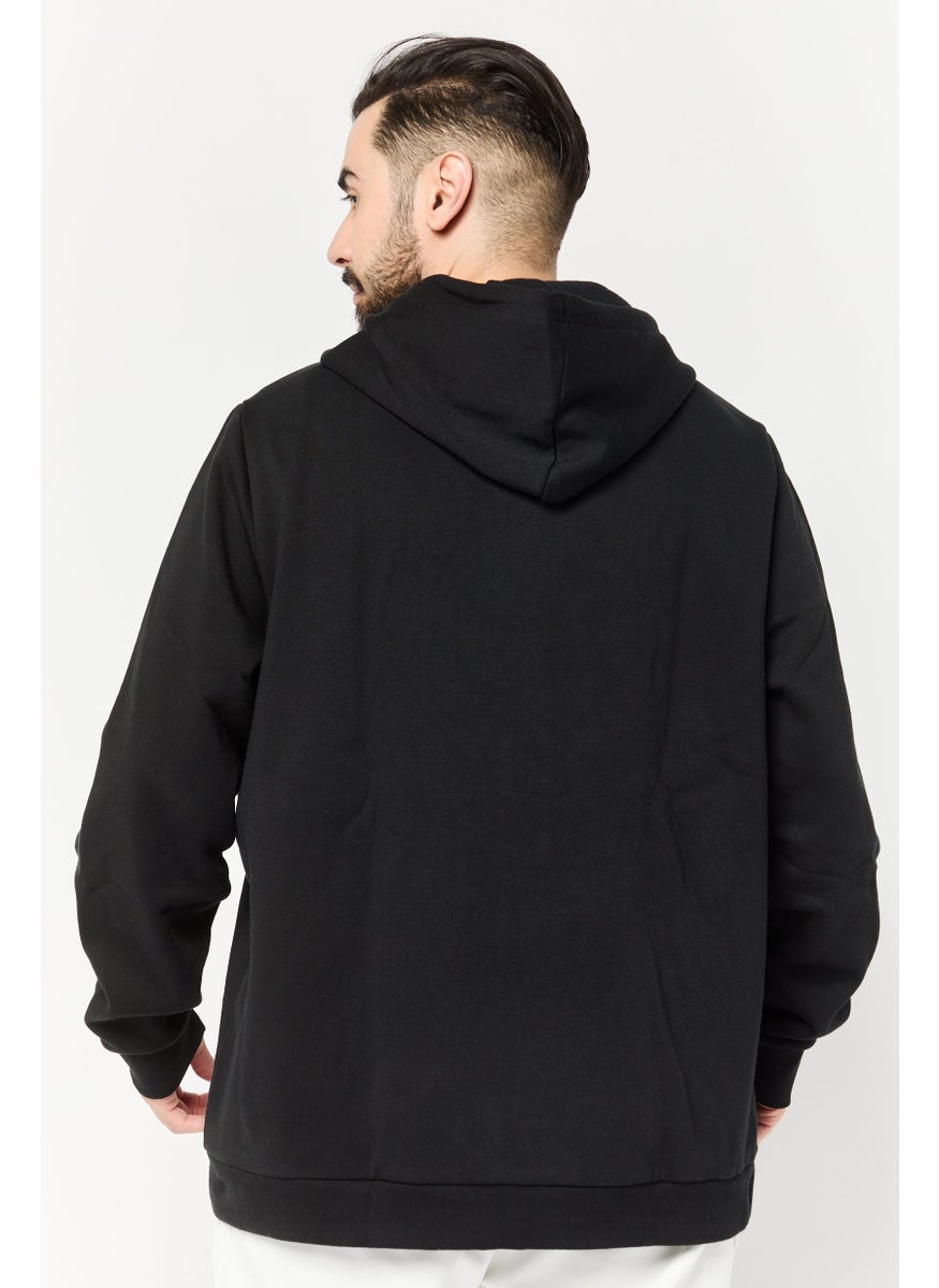 Men Sportswear Fit Long Sleeve Running Hoodie, Black